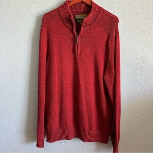 Eddie Bauer Tall XL Quarter Zip Cotton Sweater Mens TXL Red Mock Neck